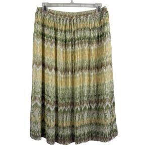 Bohemian Crinkle Multicolored Alfred Dunner Midi Skirt Size 18 Elastic Waist